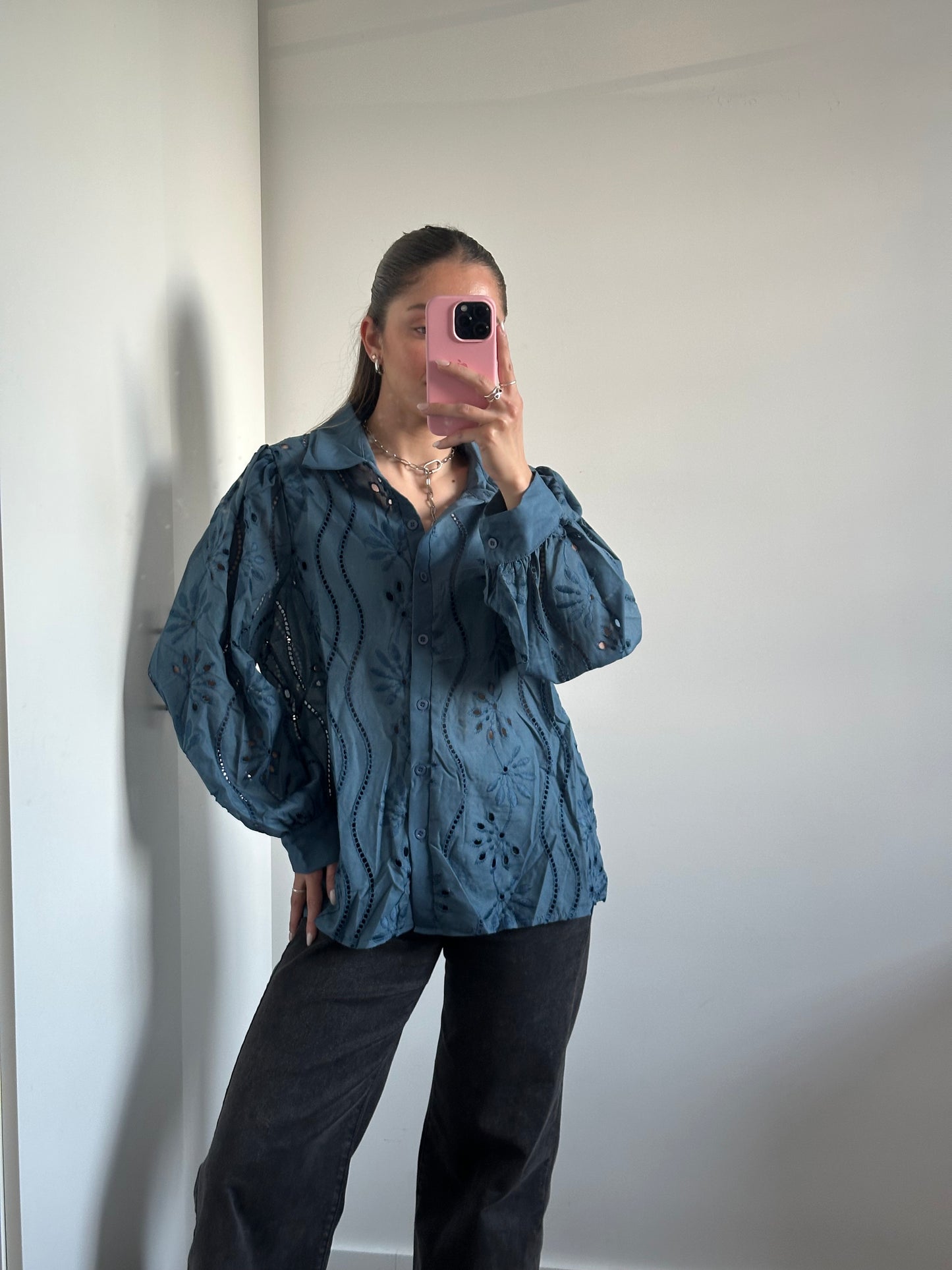 Camisa Broderie Blue