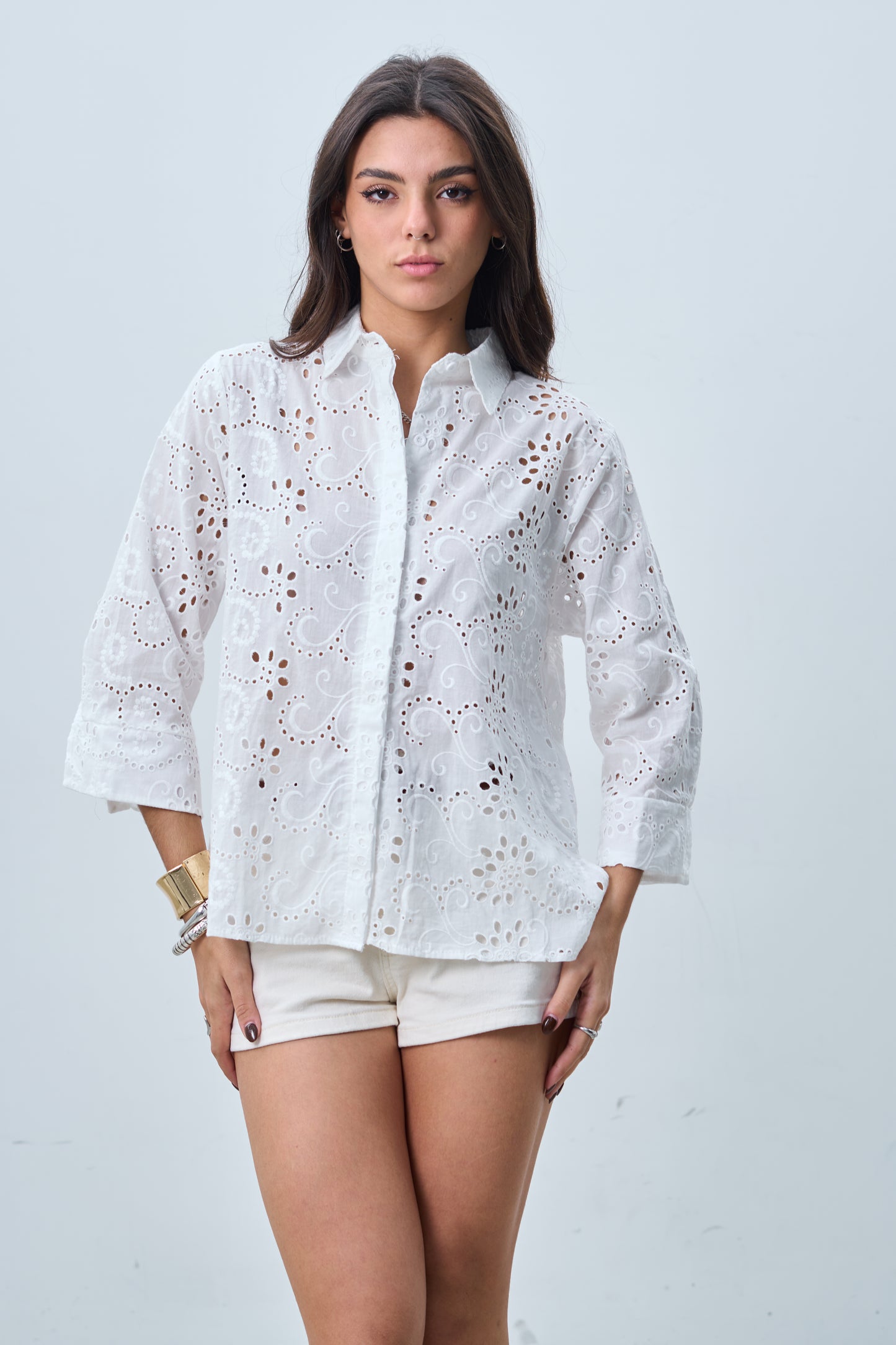 Camisa Broderie White
