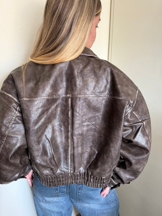 Bomber Jacket Corta - Marrón