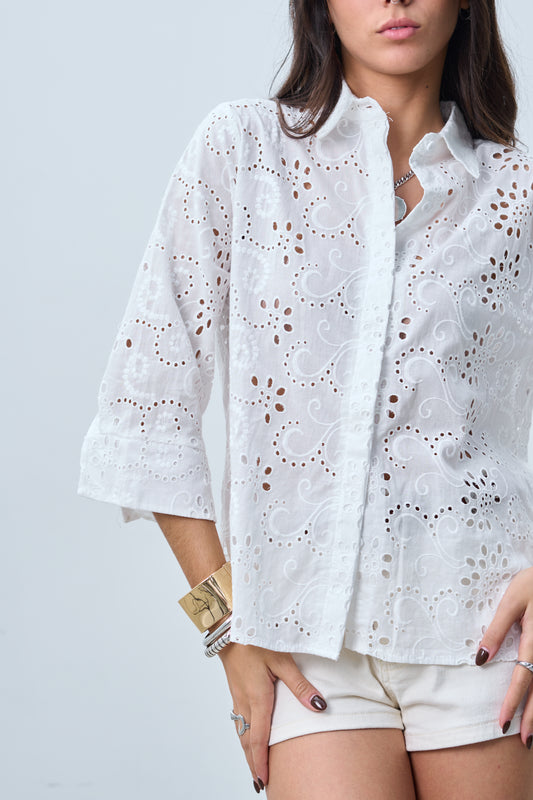Camisa Broderie White