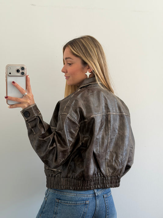 Bomber Jacket Corta - Marrón