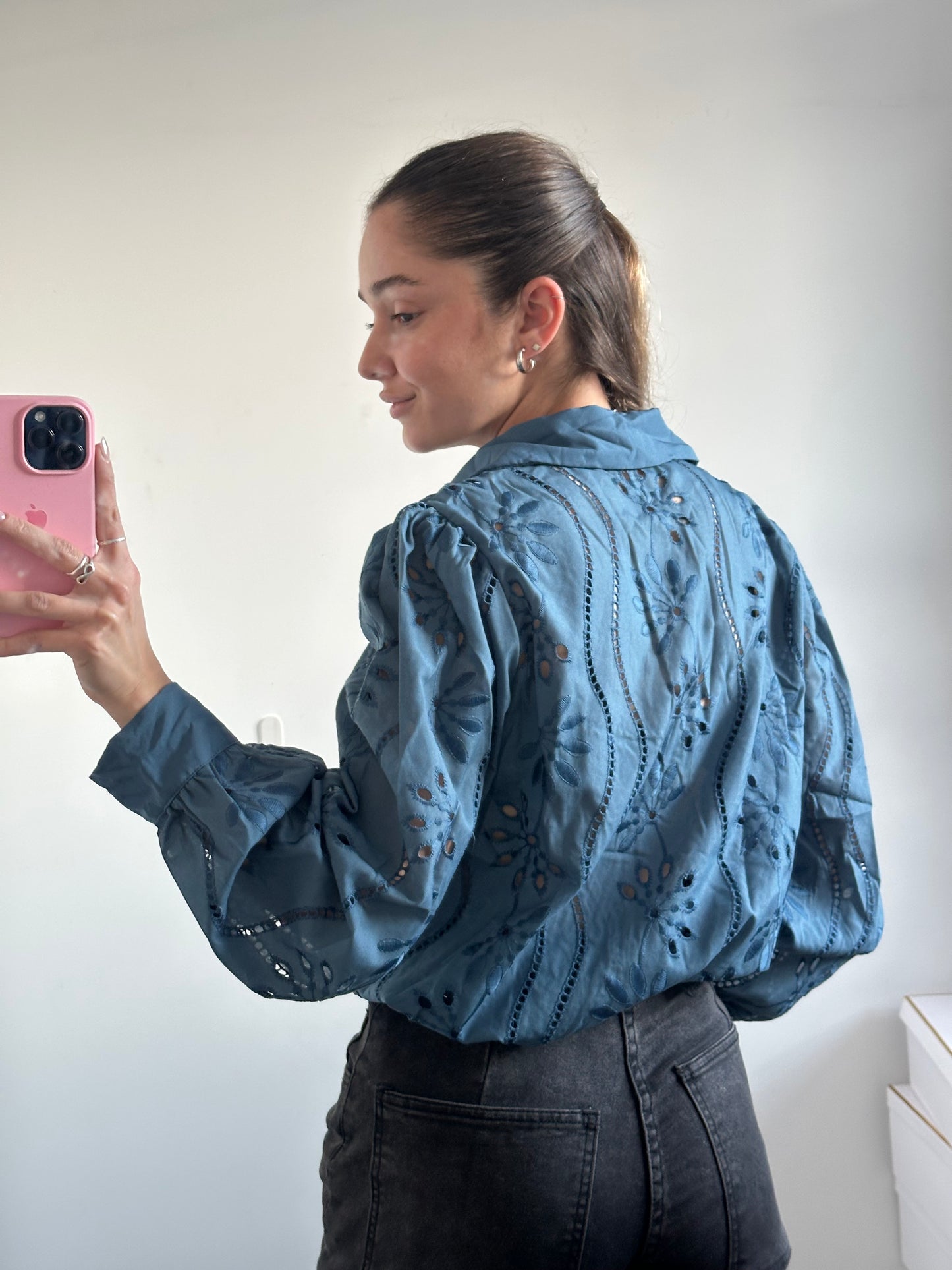 Camisa Broderie Blue