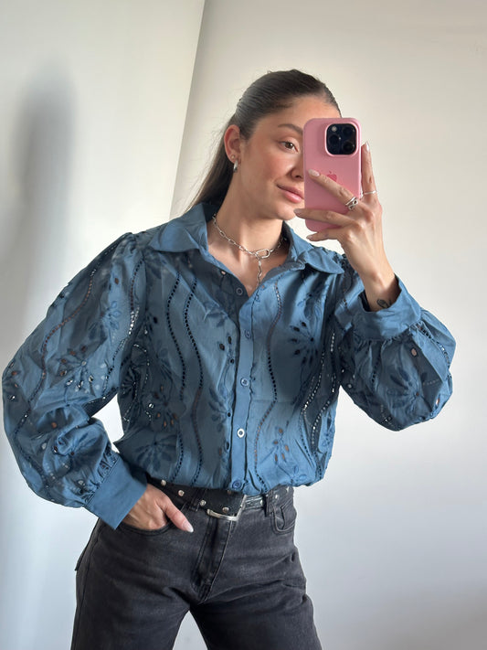 Camisa Broderie Blue