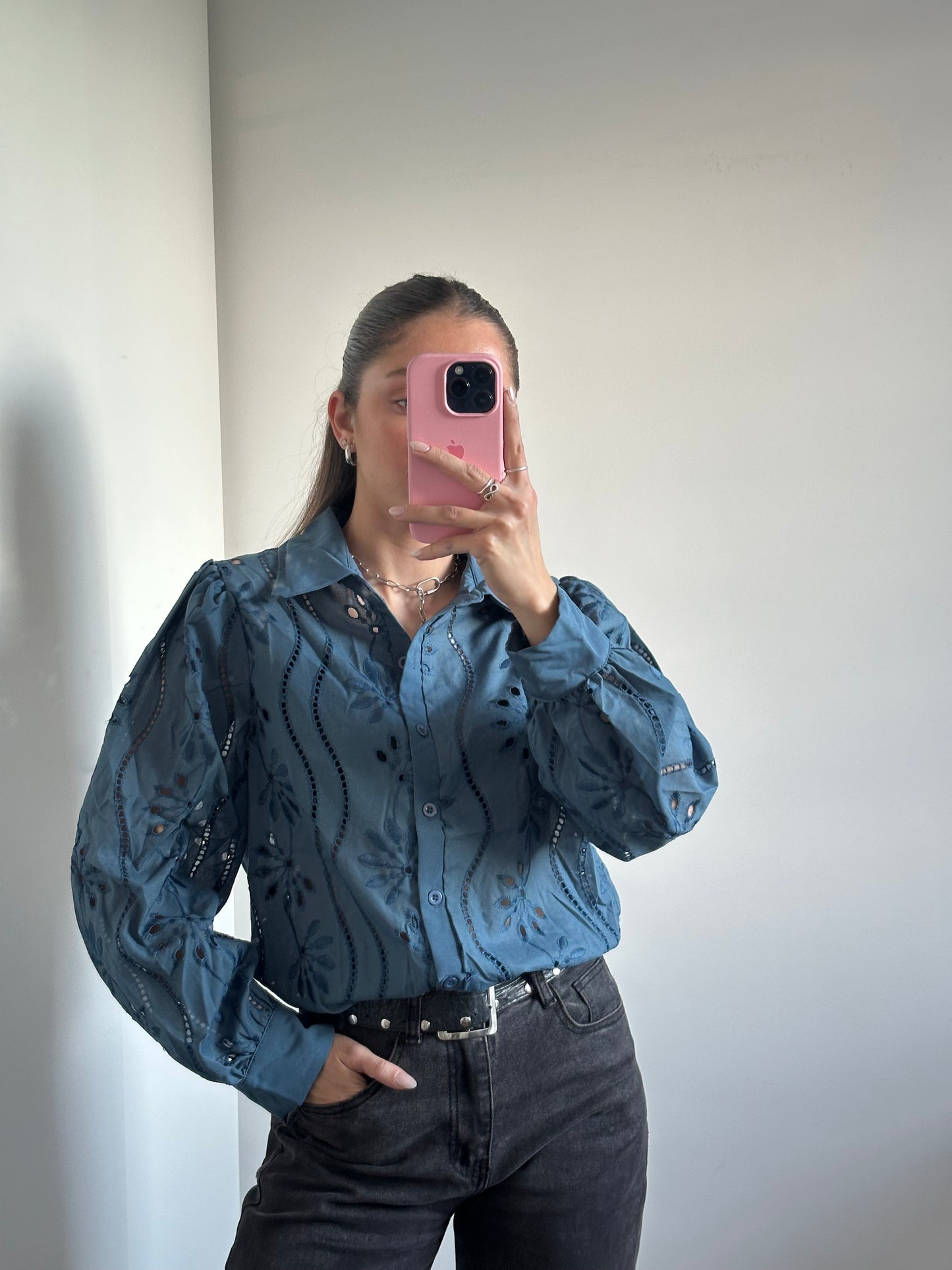 Camisa Broderie Blue